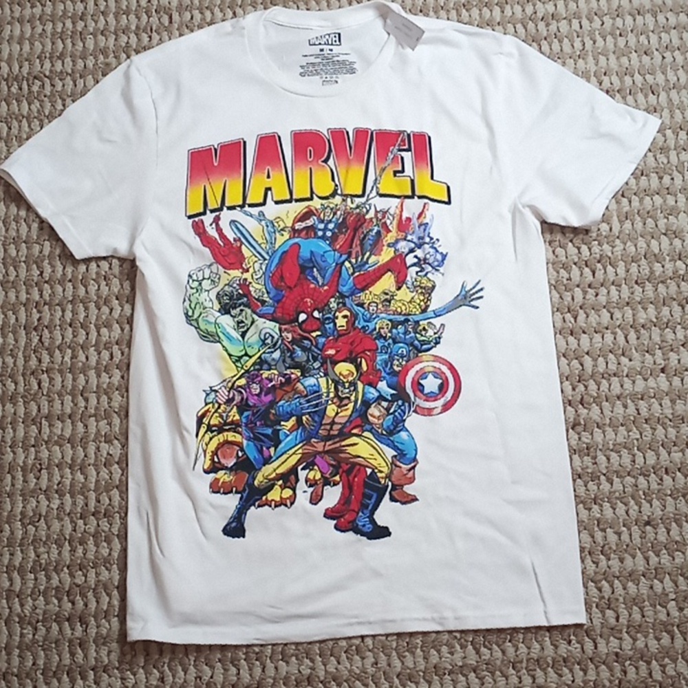 Marvel Characters Shirt Medium Wolverine Spiderman Hulk Tee Shirt Top